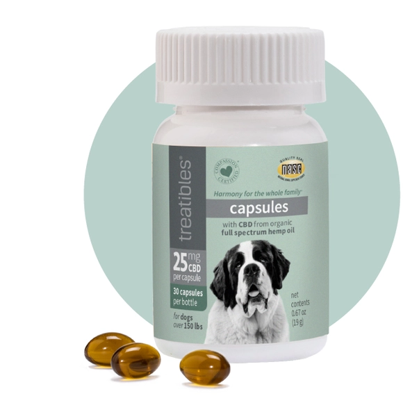 Capsules 25 mg CBD For Dogs Over 150lbs with Capsules showing