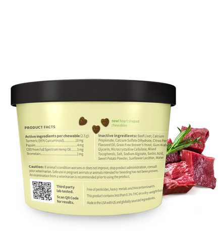 Soft Chewables For Dogs Beef Liver Flavor back of Packaging