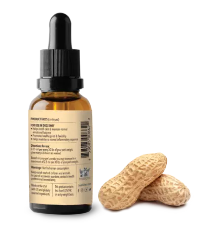 Image of Treatibles 1000 mg Organic Full Spectrum Hemp CBD oil with peanut butter flavor label with product description and directions for use