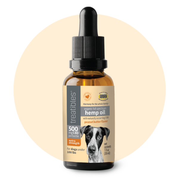 image of Organic Full Spectrum Hemp Oil (Peanut Butter Flavor) dropper bottle - 500 mg CBD for Dogs