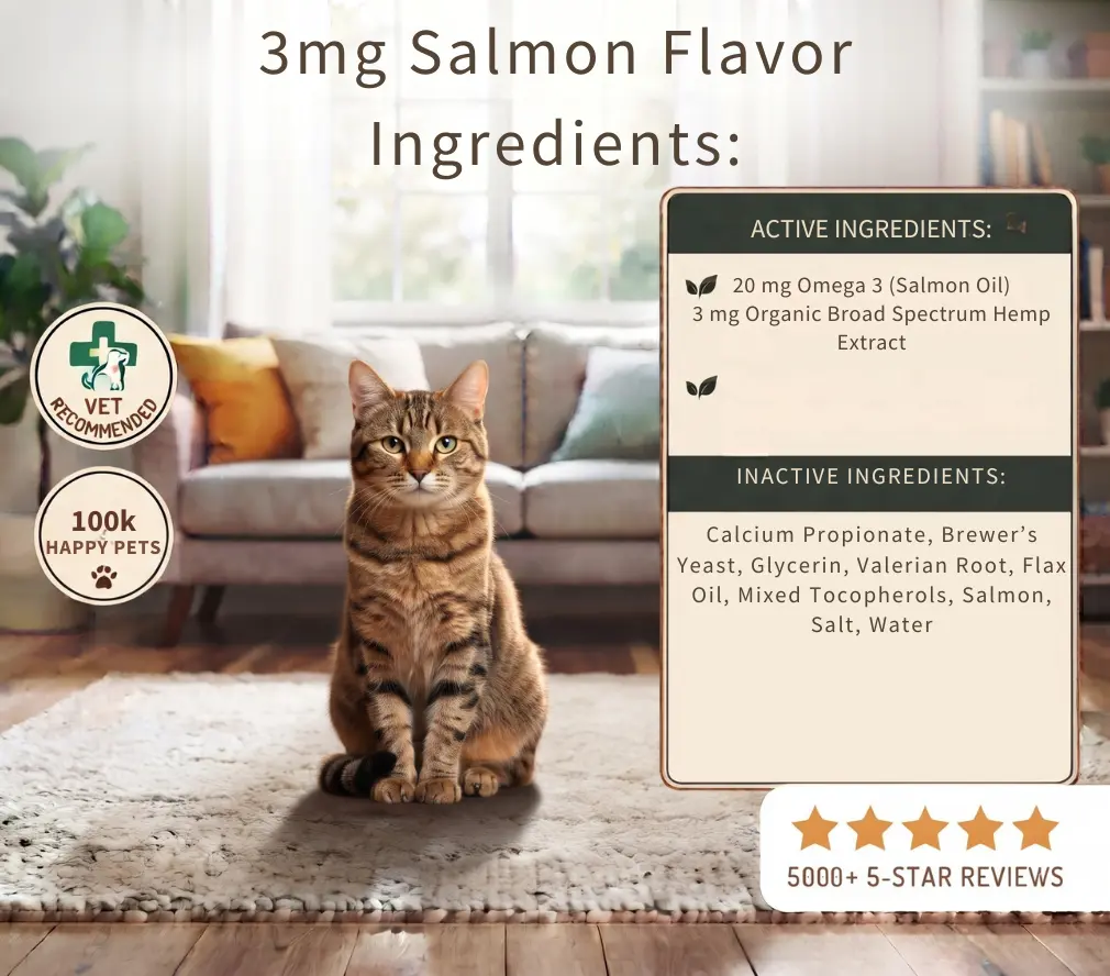 Extra Strength 3mg Salmon for cats Ingredients graphic