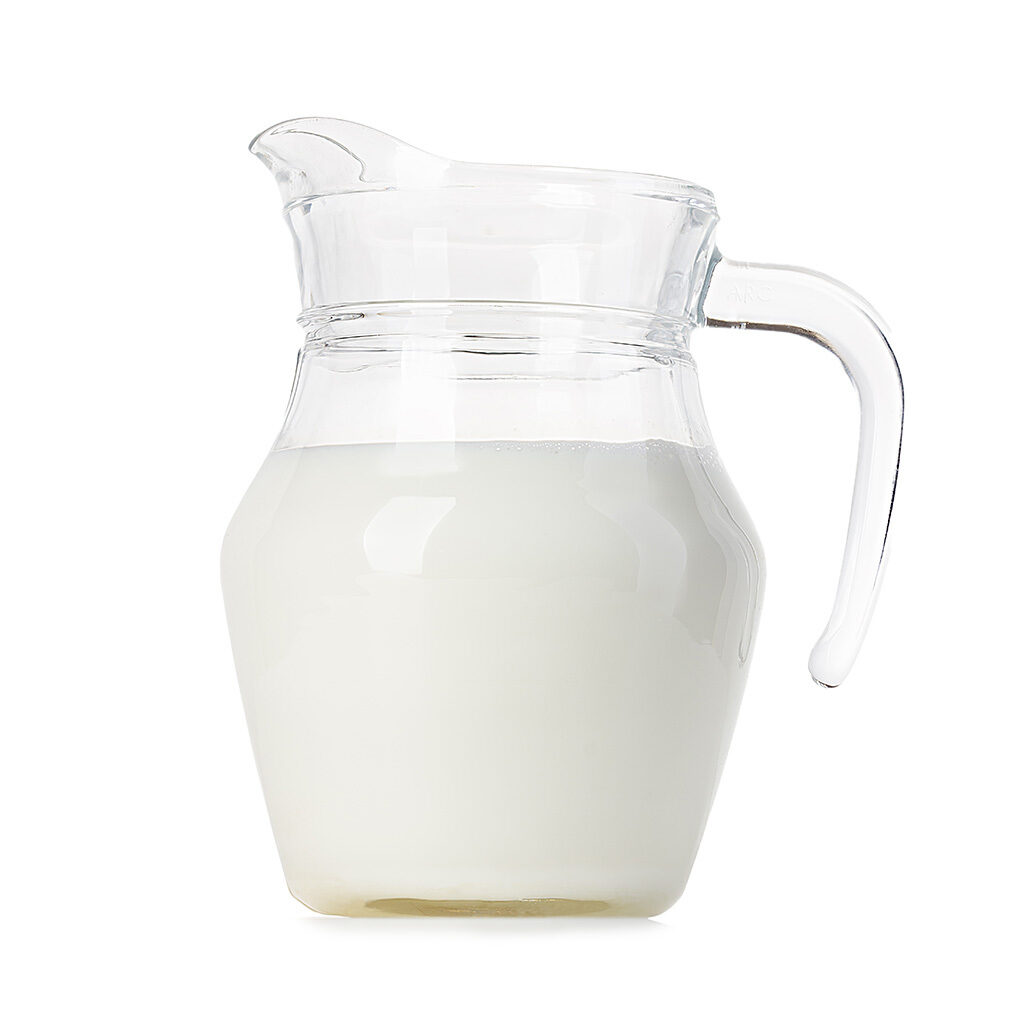 Milk in clear container
