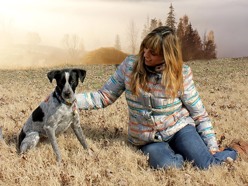 Julianna Carella admiring her new puppy Delilah