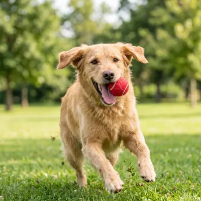image of a dog playing with his ball